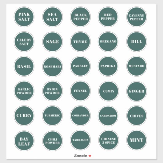 Emerald Green Herb und Spice Labels (Blatt)