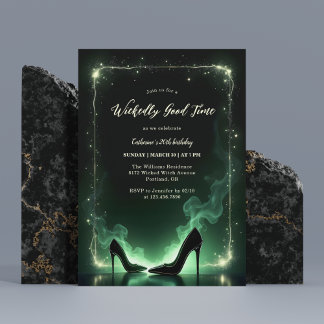 Emerald Green High Heels Mystical Wicked Birthday Einladung