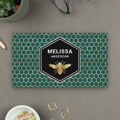 Emerald Green Honeycomb Gold Foil Honey Bee Visitenkarte