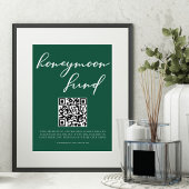 Emerald Green Honeymoon Fund Wedding QR Code Poster