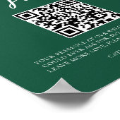 Emerald Green Honeymoon Fund Wedding QR Code Poster (Ecke)