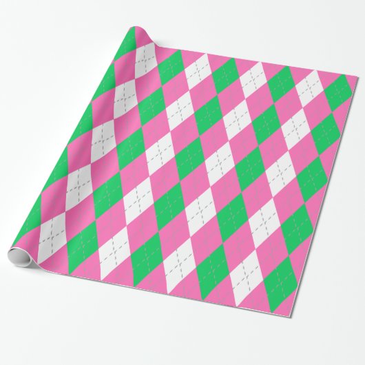 Emerald Green Hot Pink Dk Gray Was XL Raute Geschenkpapier (Ungerollt)