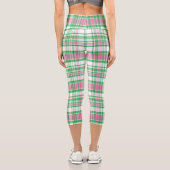 Emerald Green Hot Pink Whit Preppy Madras Capri Leggings (Rückseite)