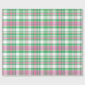 Emerald Green, Hot Pink, White Preppy Madras Karie Geschenkpapier (Flach)