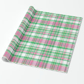 Emerald Green, Hot Pink, White Preppy Madras Karie Geschenkpapier (Ungerollt)