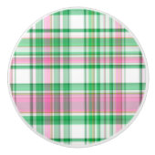 Emerald Green, Hot Pink, White Preppy Madras Karie Keramikknauf (Vorderseite)