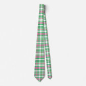 Emerald Green, Hot Pink, White Preppy Madras Karie Krawatte (Vorderseite)