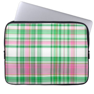 Emerald Green, Hot Pink, White Preppy Madras Karie Laptopschutzhülle