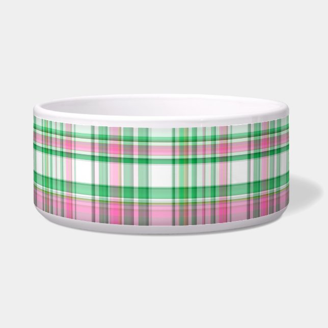 Emerald Green, Hot Pink, White Preppy Madras Karie Napf (Vorderseite)