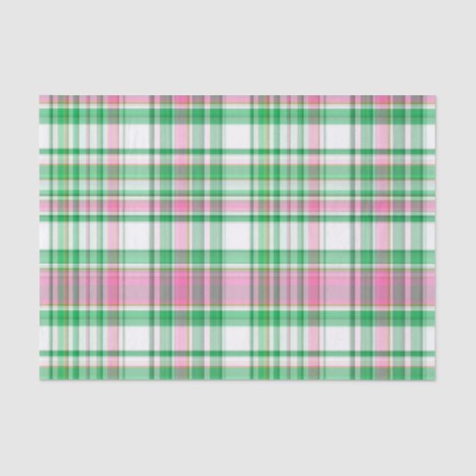 Emerald Green, Hot Pink, White Preppy Madras Karie Seidenpapier (Vorderseite)