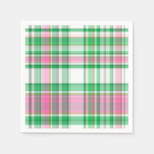 Emerald Green, Hot Pink, White Preppy Madras Karie Serviette