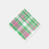 Emerald Green, Hot Pink, White Preppy Madras Karie Serviette (Ecke)