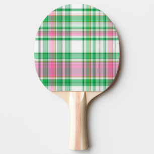 Emerald Green, Hot Pink, White Preppy Madras Karie Tischtennis Schläger