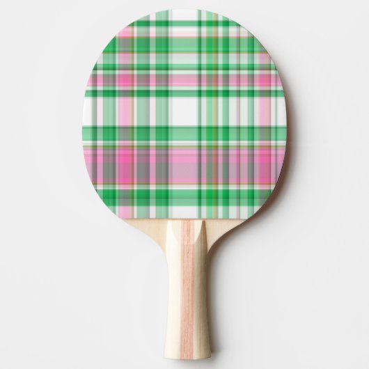 Emerald Green, Hot Pink, White Preppy Madras Karie Tischtennis Schläger (Vorderseite)