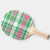 Emerald Green, Hot Pink, White Preppy Madras Karie Tischtennis Schläger (Seitenansicht)