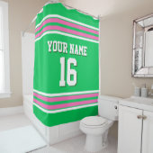 Emerald Green Hot Pink White Stripes Sports Jersey Duschvorhang (Beispiel)