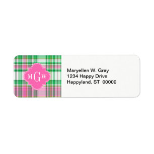 Emerald Green Hot Pink Whppy Madras Monogram