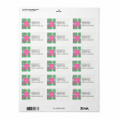 Emerald Green Hot Pink Whppy Madras Monogram Adressaufkleber (Vorne)