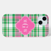 Emerald Green Hot Pink Whppy Madras Monogram Case-Mate iPhone Hülle (Rückseite (Horizontal))