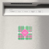 Emerald Green Hot Pink Whppy Madras Monogram Magnet (In Situ (Geschirrspüler))