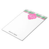 Emerald Green Hot Pink Whppy Madras Monogram Notizblock (angewinkelt)