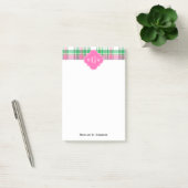 Emerald Green Hot Pink Whppy Madras Monogram Post-it Klebezettel (Büro)