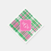 Emerald Green Hot Pink Whppy Madras Monogram Serviette (Ecke)