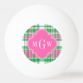 Emerald Green Hot Pink Whppy Madras Monogram Tischtennisball (Rückseite)