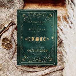 Emerald Green & Imitate Gold Tarot Celestial Save The Date