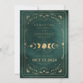 Emerald Green & Imitate Gold Tarot Celestial Save The Date (Vorderseite)