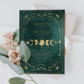 Emerald Green & Imitate Gold Tarot Celestial Weddi Einladung