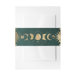 Emerald Green & Imitate Gold Tarot Celestial Weddi Einladungsbanderole