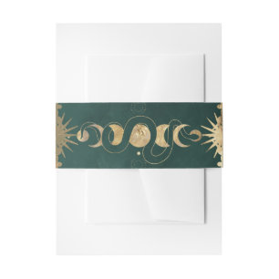 Emerald Green & Imitate Gold Tarot Celestial Weddi Einladungsbanderole
