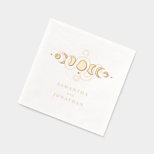 Emerald Green & Imitate Gold Tarot Celestial Weddi Servietten Mit Folie (Links)