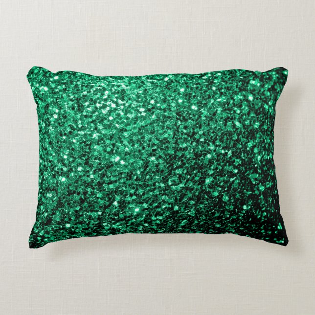 Emerald Green Imitats Glitzer Glitzern Dekokissen (Vorderseite)