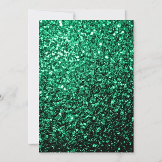 Emerald Green Imitats Glitzer Glitzern Einladung (Vorderseite)