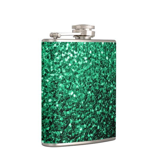 Emerald Green Imitats Glitzer Glitzern Flachmann (Rechts)