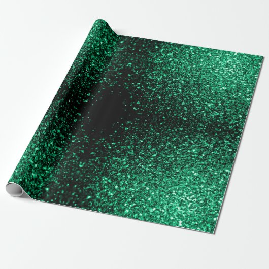 Emerald Green Imitats Glitzer Glitzern Geschenkpapier (Ungerollt)