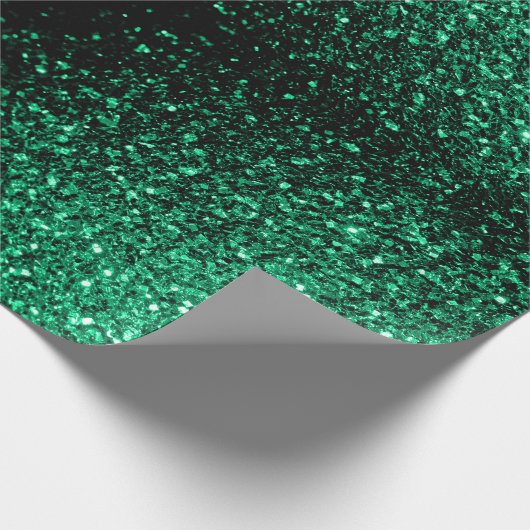 Emerald Green Imitats Glitzer Glitzern Geschenkpapier (Ecke)