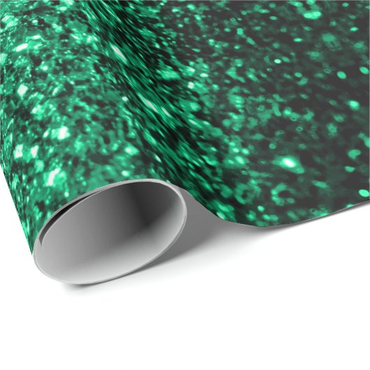 Emerald Green Imitats Glitzer Glitzern Geschenkpapier (Rolleneckpunkt)