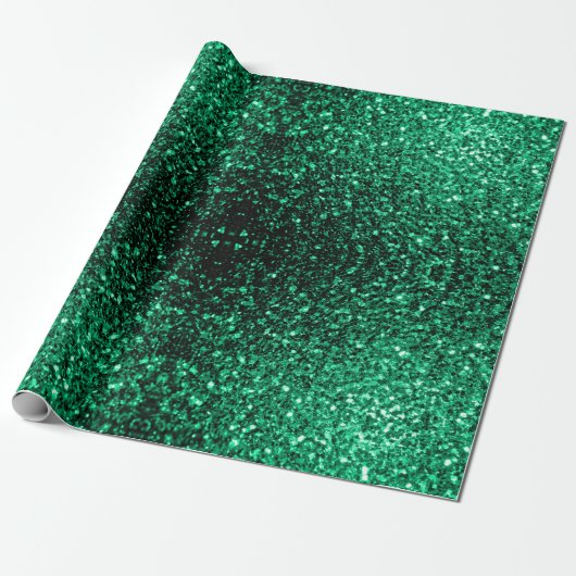 Emerald Green Imitats Glitzer Glitzern Geschenkpapier (Ungerollt)