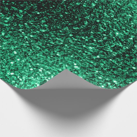 Emerald Green Imitats Glitzer Glitzern Geschenkpapier (Ecke)