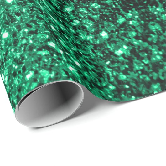 Emerald Green Imitats Glitzer Glitzern Geschenkpapier (Rolleneckpunkt)
