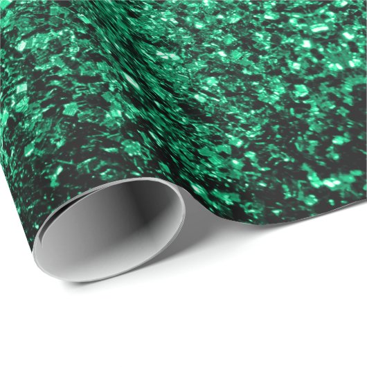 Emerald Green Imitats Glitzer Glitzern Geschenkpapier (Rolleneckpunkt)