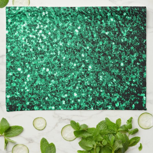 Emerald Green Imitats Glitzer Glitzern Handtuch (Gefaltet)