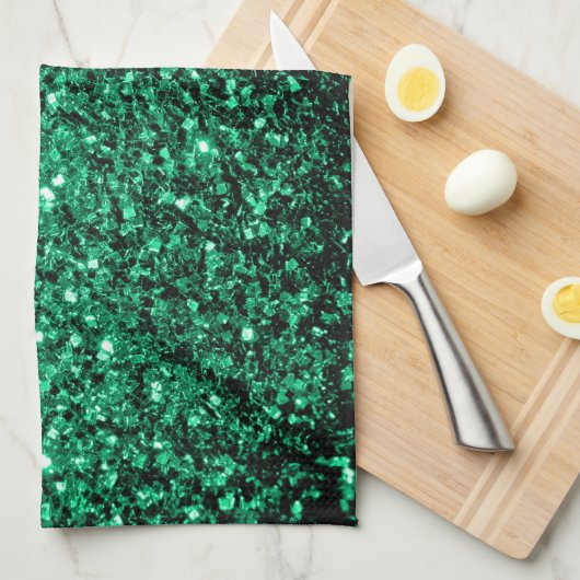 Emerald Green Imitats Glitzer Glitzern Handtuch (Viertel Falte)