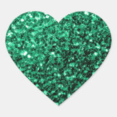 Emerald Green Imitats Glitzer Glitzern Herz-Aufkleber (Vorderseite)