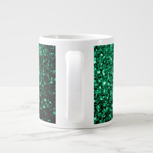 Emerald Green Imitats Glitzer Glitzern Jumbo-Tasse (Rückseite)