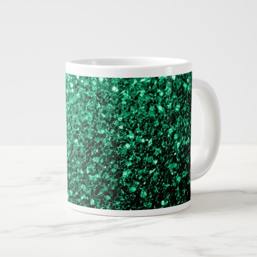Emerald Green Imitats Glitzer Glitzern Jumbo-Tasse (Vorderseite Rechts)