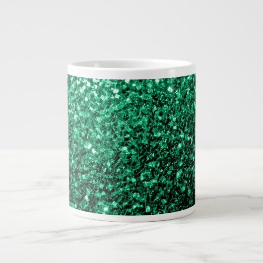 Emerald Green Imitats Glitzer Glitzern Jumbo-Tasse (Vorderseite)